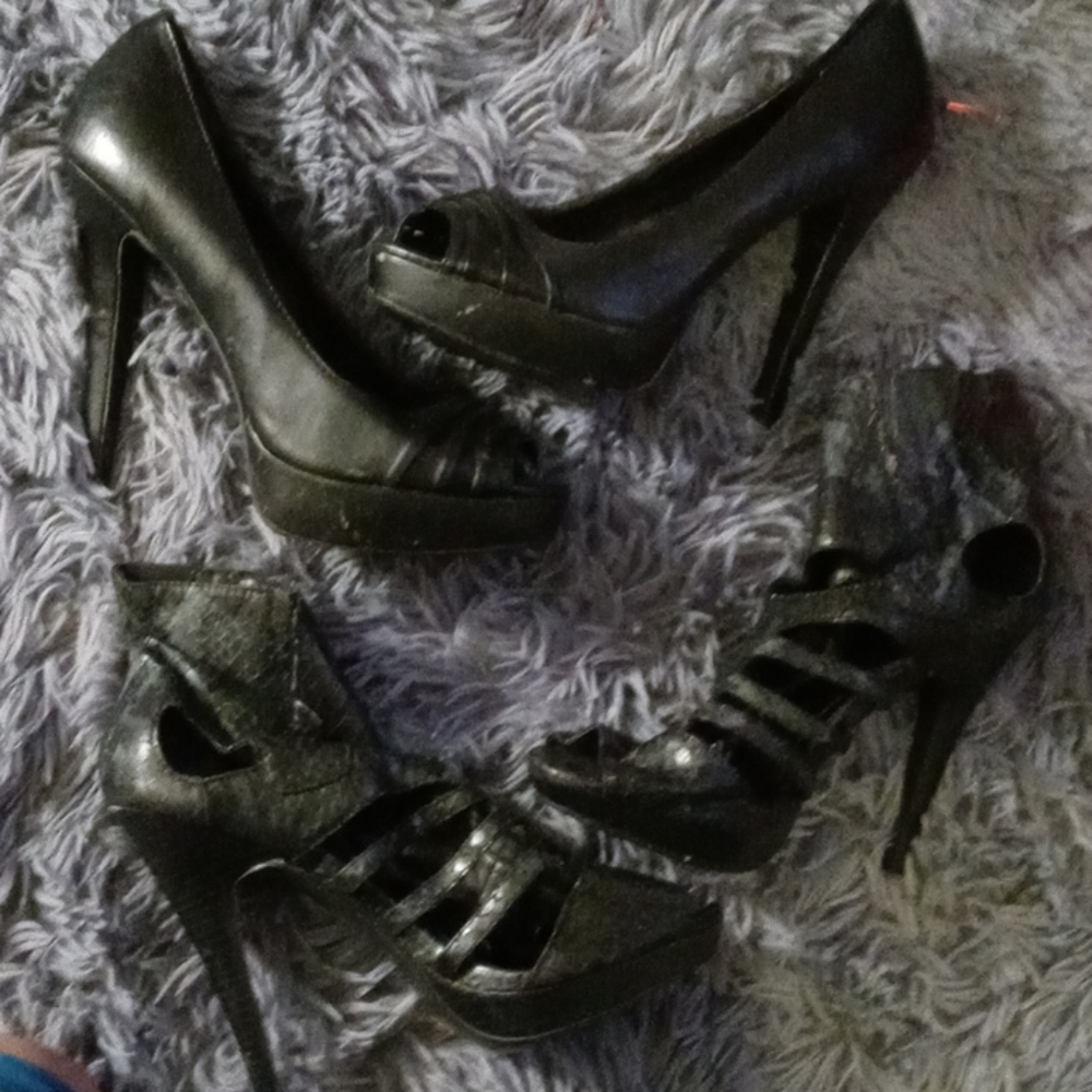 Block leather lot heels